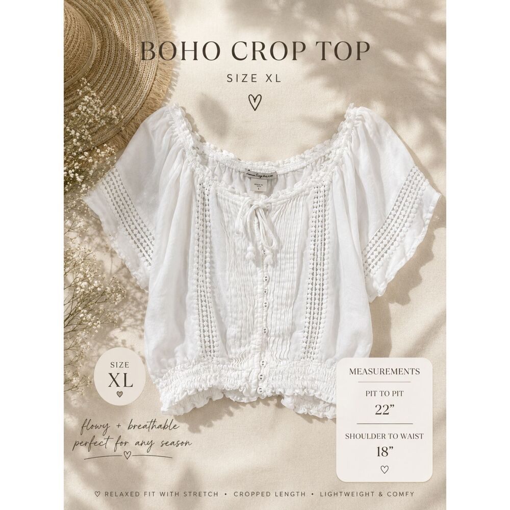 American Rag CIE flutter Ruffle white top cropped
